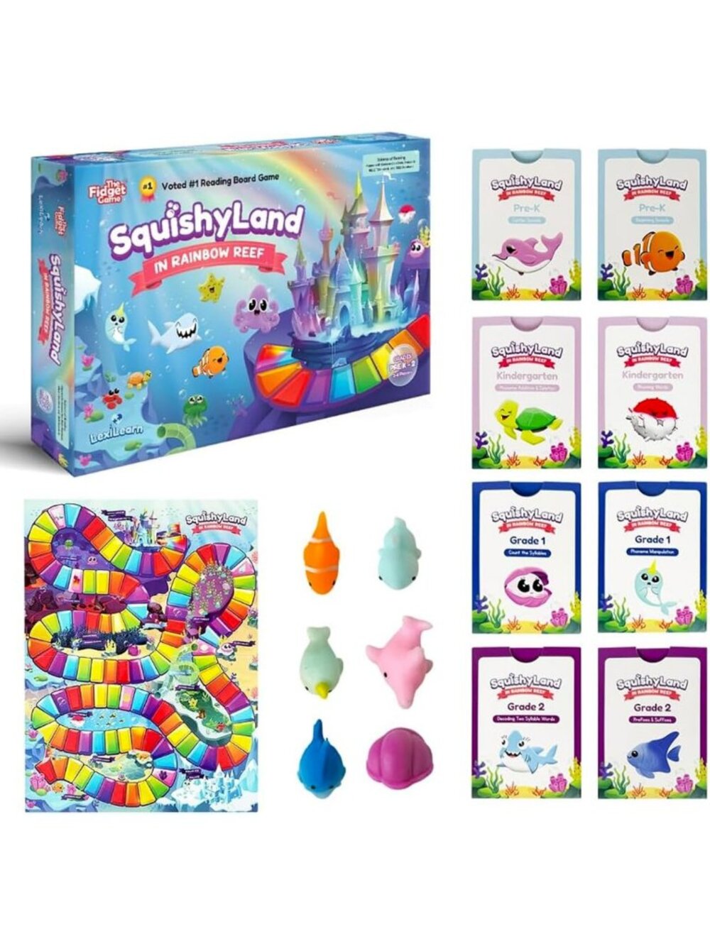 Rainbow Reef Fidget Game - SquishyLand Board Game for Pre-K to 2nd Grade Fun